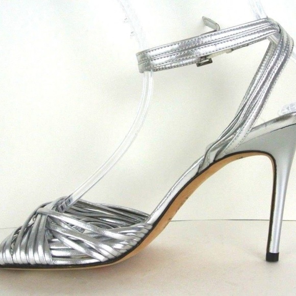 silver closed toe heels